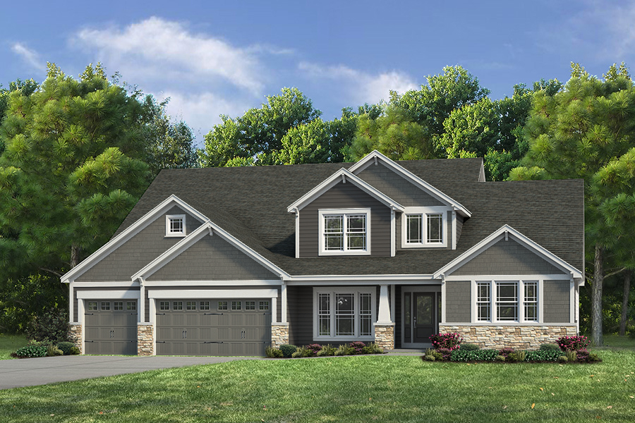 Parkview II Elv VI - 1.5 Story House Plans in MO